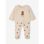 Ensemble naissance ours brassi�re et pantalon beige chin�