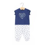 Ensemble pantacourt + haut 100% coton b�b� fille bleu navy
