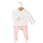 Ensemble pantalon + haut 100% coton b�b� fille imprime rose