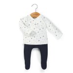 Ensemble pantalon + haut 100% coton b�b� gar�on imprime bleu