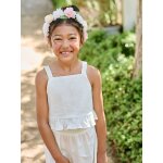 Ensemble pantalon haut bretelles blanc