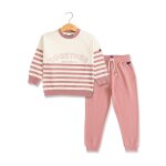 Ensemble pantalon + haut fille rose blush