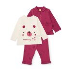 Ensemble en peluche pour b�b� avec veste zipp�e rouge