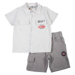 Ensemble polo et short b�b� gar�on imprim� gris