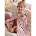 Ensemble pyjama fille cape sequins rose poudr