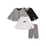 Ensemble quatre pices bb fille vestes t - shirt panda et pantalon gris