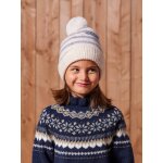 Ensemble ray� fille bonnet + snood + moufles / gants vanille