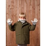 Ensemble ray� gar�on bonnet + snood + moufles / gants �cru