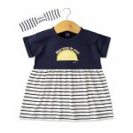 Ensemble robe + bandeau 100% coton b�b� fille indigo