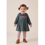 Ensemble robe + bas 100% coton b�b� fille bleu canard