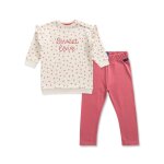 Ensemble robe + bas 100% coton b�b� fille imprime fond grege
