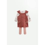 Ensemble robe b�b� en velours c�tel�, t - shirt et collant evie rose