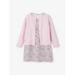 Ensemble robe + cardigan fille mauve