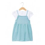 Ensemble robe + haut 100% coton b�b� fille vert