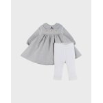 Ensemble robe et legging en coton avec broderie florale blanc