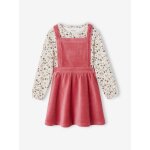 Ensemble robe tablier en velours et t - shirt fille rose Ensemble robe tablier en velours et t - shirt fille rose