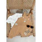 Ensemble salopette b�b� en coton gaufr� et t - shirt mini r�ve ocre