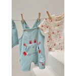 Ensemble salopette b�b� en �ponge et t - shirt cayo coco bleu