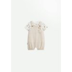 Ensemble salopette b�b� en gaze de coton et t - shirt eden beige