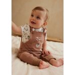 Ensemble salopette b�b� en gaze de coton et t - shirt yao marron