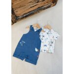 Ensemble salopette b�b� en lin et t - shirt mexico bleu