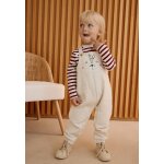 Ensemble salopette b�b� en molleton et t - shirt pistache beige