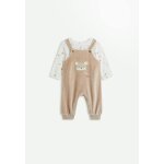 Ensemble salopette b�b� en velours et t - shirt eliah marron