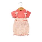 Ensemble salopette + haut 100% coton b�b� fille imprime