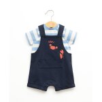 Ensemble salopette + haut 100% coton b�b� gar�on bleu