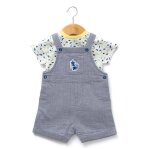 Ensemble salopette + haut 100% coton b�b� gar�on denim bleu