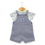 Ensemble salopette + haut 100% coton b�b� gar�on denim bleu