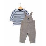Ensemble salopette + haut 100% coton b�b� gar�on gris