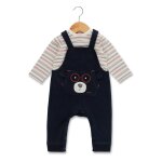 Ensemble salopette + haut 100% coton b�b� gar�on indigo