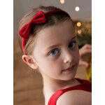 Ensemble serre - tte et barrette fille en velours rouge