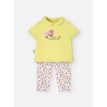 Ensemble t - shirt avec col chemise et pantalon imprim jaune