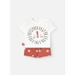 Ensemble t - shirt avec dessin frontal et short imprimé blanc Ensemble t - shirt avec dessin frontal et short imprimé blanc