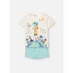 Ensemble t - shirt avec dessin frontal et short uni blanc Ensemble t - shirt avec dessin frontal et short uni blanc