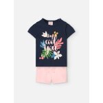 Ensemble t - shirt avec dessin frontal et short uni bleu Ensemble t - shirt avec dessin frontal et short uni bleu