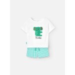 Ensemble t - shirt avec dessin frontal et short vichy blanc