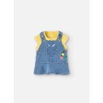 Ensemble t - shirt À manches courtes et robe chasuble jaune Ensemble t - shirt À manches courtes et robe chasuble jaune