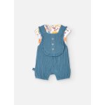 Ensemble t - shirt  manches courtes et salopette avec volants vert