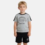 Ensemble t - shirt manches courtes et short gar�on gris