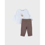 Ensemble t - shirt manches longues et legging en jersey côtelé brodé blanc Ensemble t - shirt manches longues et legging en jersey côtelé brodé blanc
