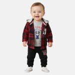 Ensemble t - shirt manches longues avec veste et pantalon gar�on imprim� logo col chemise rouge