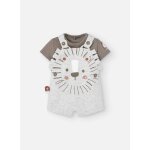 Ensemble t - shirt et salopette courte avec lion devant marron Ensemble t - shirt et salopette courte avec lion devant marron