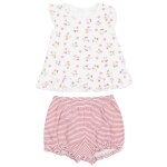 Ensemble t - shirt et short b�b� en coton biologique cerise blanc