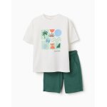 Ensemble t - shirt et short en coton avec imprim� blanc
