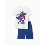 Ensemble t - shirt et short en coton avec imprim� spider - man bleu fonc�