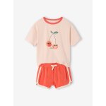 Ensemble t - shirt et short en éponge fille corail Ensemble t - shirt et short en éponge fille corail