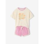Ensemble t - shirt et short en éponge fille lilas Ensemble t - shirt et short en éponge fille lilas